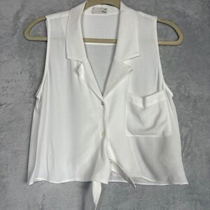 Wilfred Free White Button Front Tie Front Shirt Top Crop Medium Coastal Romantic